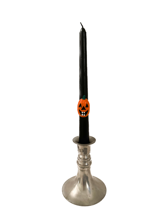 Vintage Black Halloween Jack-O-Lantern Taper Candle