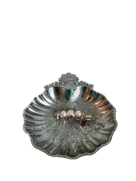 Distressed Silver Shell Trinket Dish