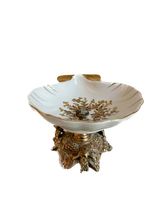 Vintage Shell Dish with Cherub Pedestal