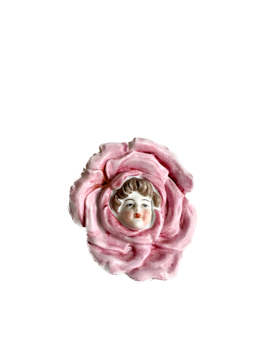 Vintage Anthropomorphic Rose Flower Girl Lipstick Holder