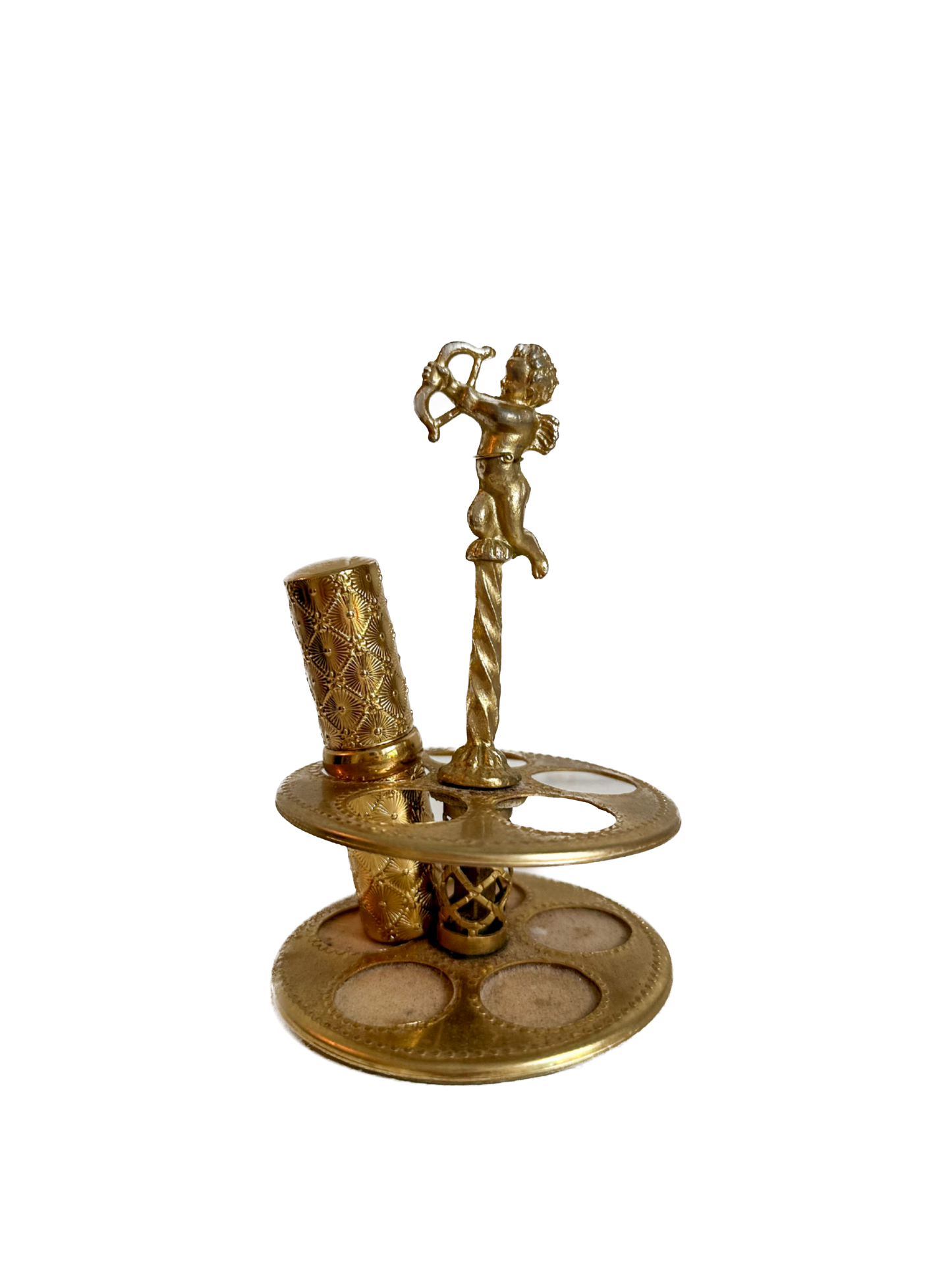Vintage Gold Cupid Lipstick Holder