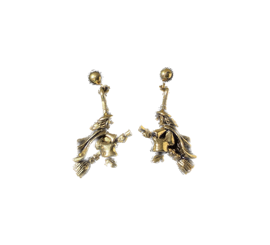 Vintage Gold Witch Dangle Earrings