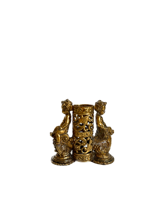 Vintage Gold Cherub Lipstick Holder