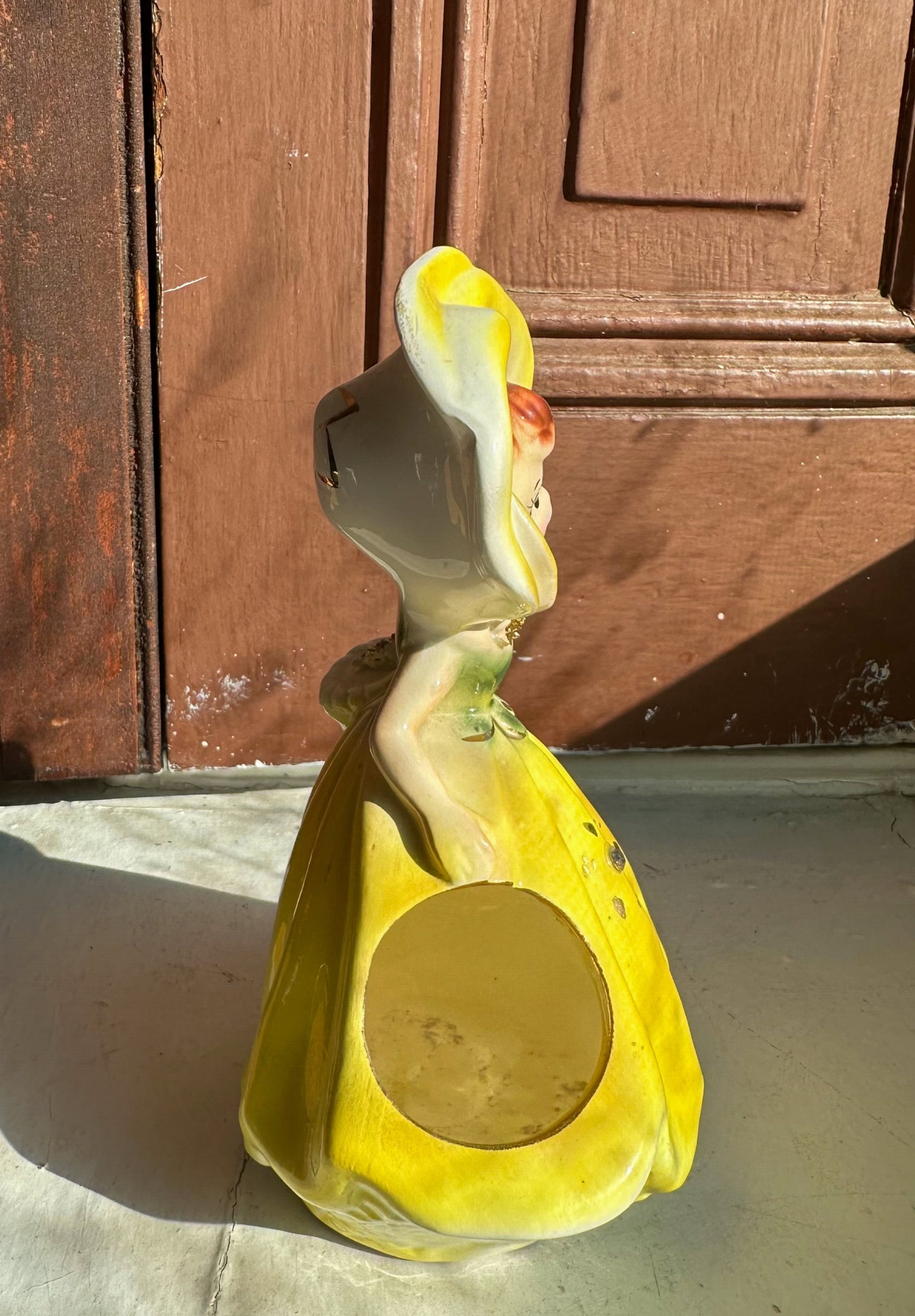 Vintage Flower Girl Planter in Yellow