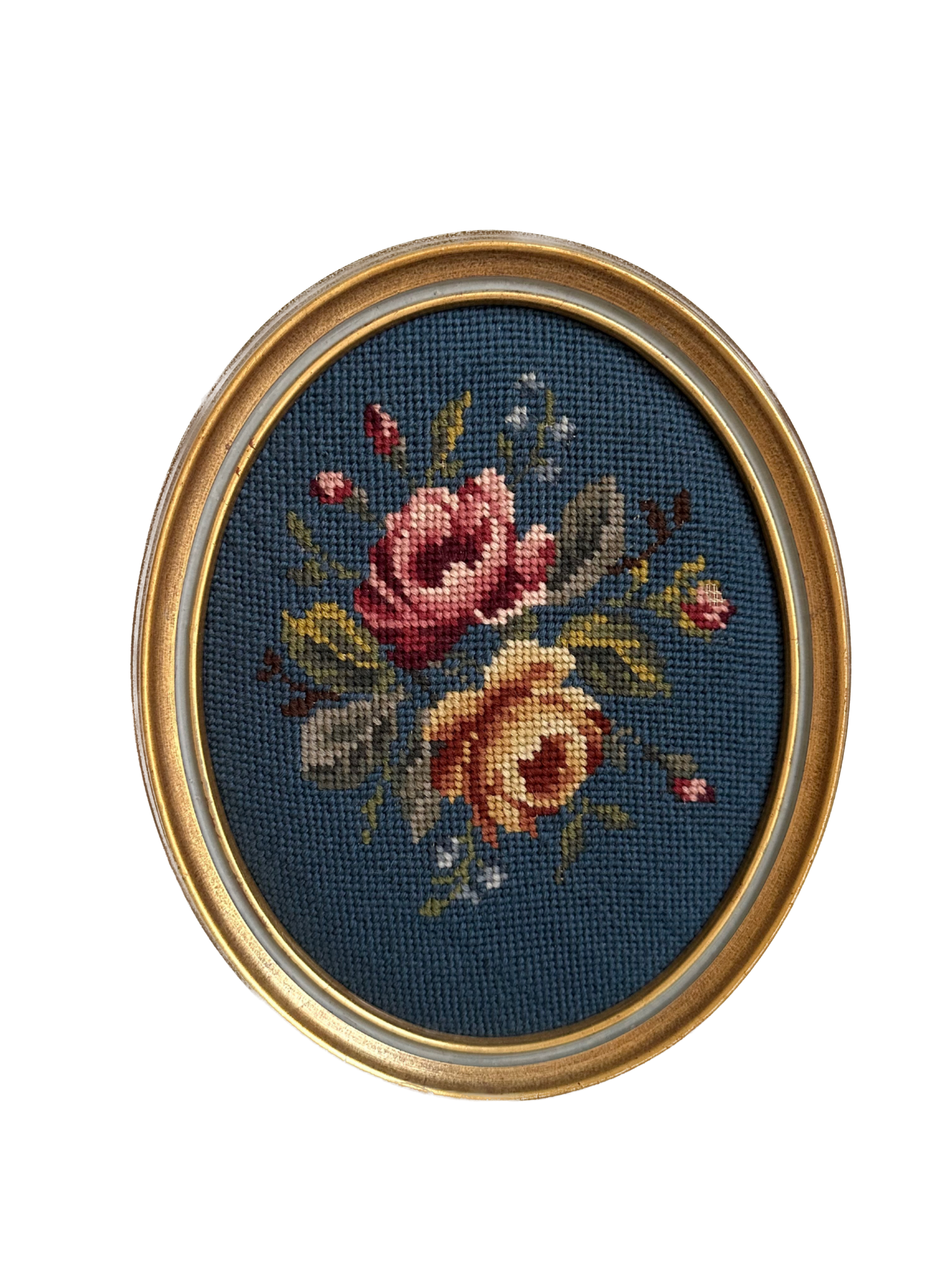 Vintage Floral Framed Needlepoint