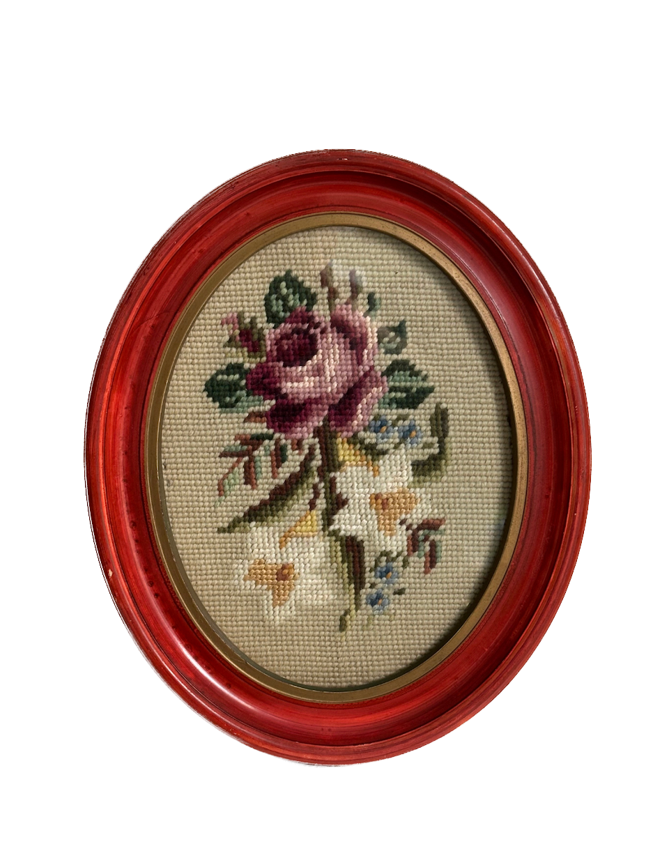Vintage Floral Framed Needlepoint