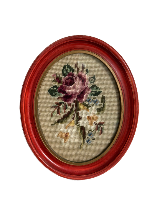 Vintage Floral Framed Needlepoint