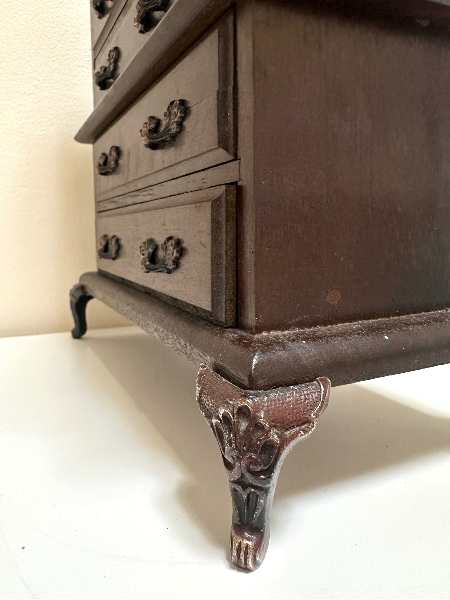 Vintage Footed Dresser Furniture Jewelry Box