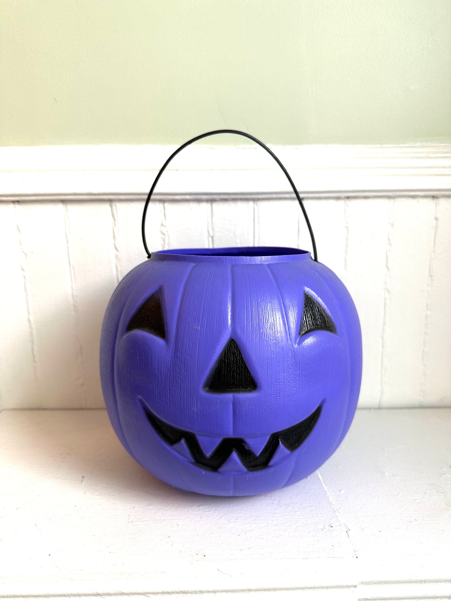 Vintage Blow Mold Purple Pumpkin Trick or Treat Bucket