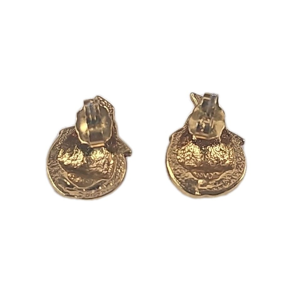 Vintage Gold Enamel Pumpkin Earrings