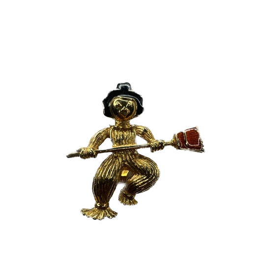Vintage Gold Scarecrow Pin