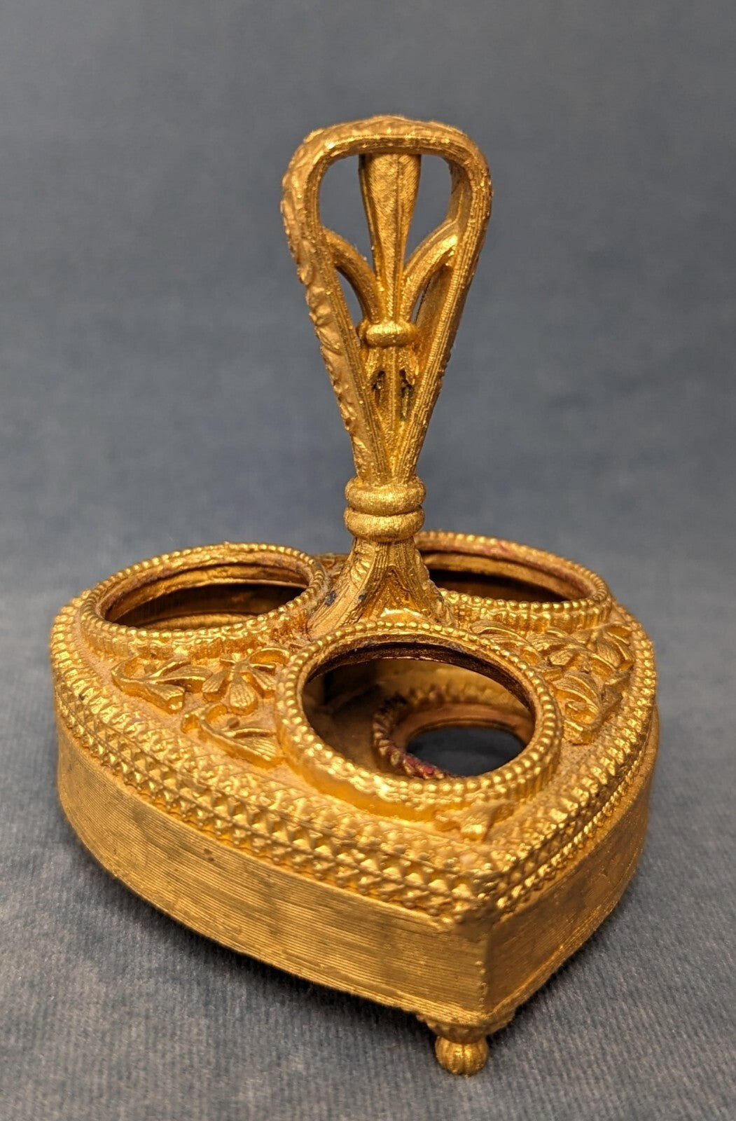 Vintage Gold Heart Lipstick Holder