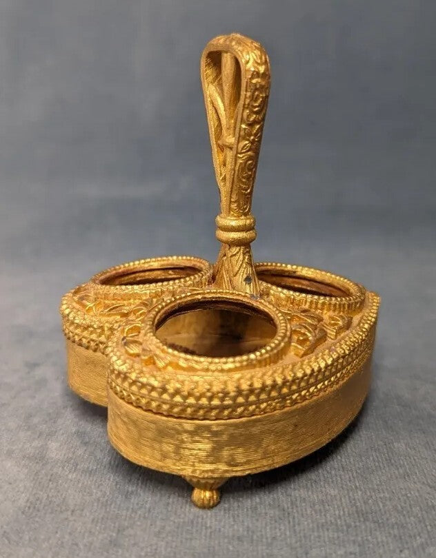 Vintage Gold Heart Lipstick Holder