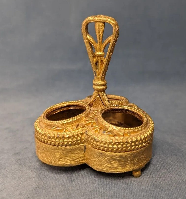 Vintage Gold Heart Lipstick Holder
