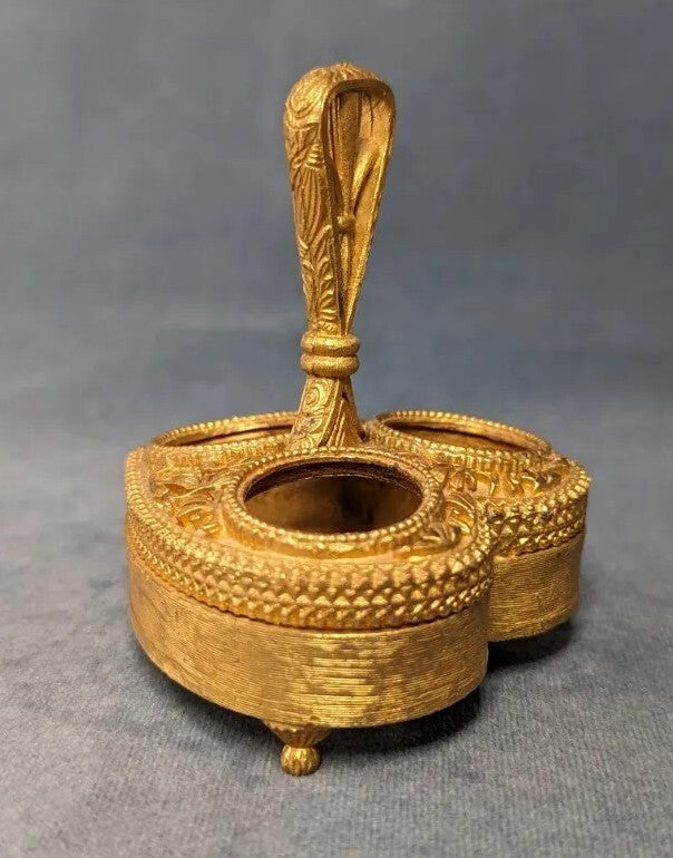 Vintage Gold Heart Lipstick Holder