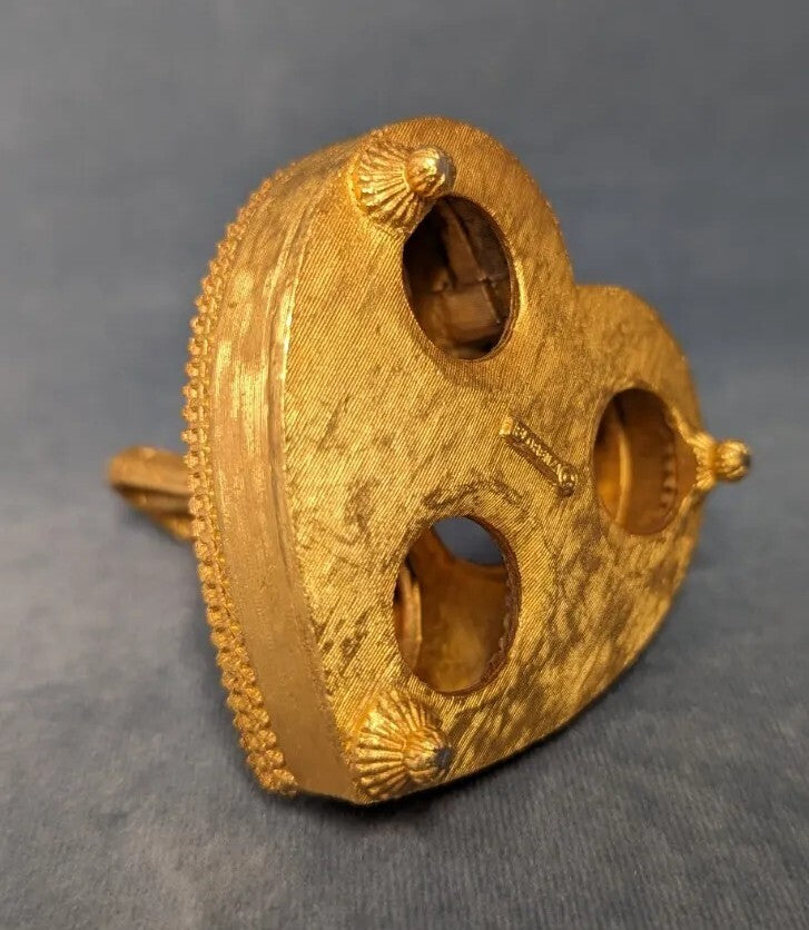 Vintage Gold Heart Lipstick Holder