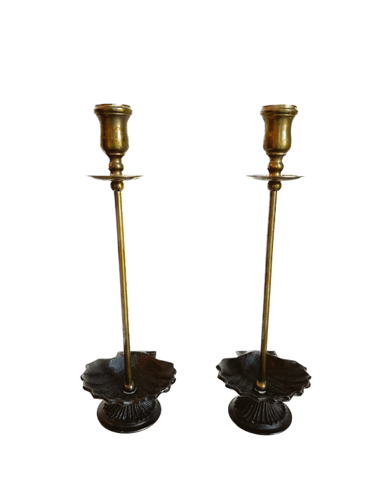 Vintage Brass Seashell Candle Holders