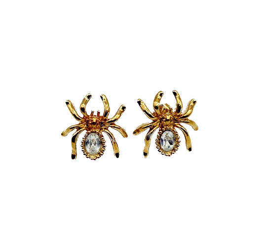 Vintage Gold-Toned Spider Earrings